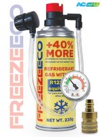 FREEZEECO HOBBY Car Aircon Recharge Kit R1234YF Gas&Oil Refill + YF Gauge Hose