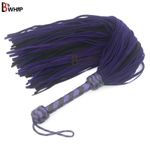 Real Cowhide Suede Leather Flogger 100 Falls Purple Black Heavy Thuddy whip