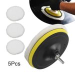 5PCS 6" Buffing Polishing Pads Wool Wheel Mop Kit For Car Polisher Drill Adatper