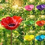 Handmade Metal Flower Garden Stake with Bee Bath & Bird Water Bowl Butterfly