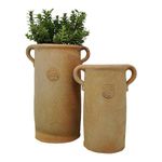 Kew Gardens Terracotta Plant Pot, Tall Terracotta Rustic Pot with Handles Small