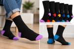 Mens Cotton Rich Casual Socks 6 Pairs Black Colour Heel Toe UK 6-11 EU 39-46