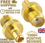 2x TS9 Male Plug To SMA Female RF Connector Adapter Gold Pack of 2 UK Seller 
