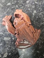 Vintage Hand Carved Wooden Puzzle Frog Toad 7 Piece Chunky Secret Centre Moons