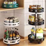 2/3 TIER 360° ROTATING SPICE RACK ORGANIZER METAL KITCHEN SEASONING JARS SHELF