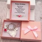 Personalised HAPPY BIRTHDAY Gifts Charm Keyring 18th 21st 30th 40th Gift for her