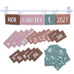 1 Set Boho Flip Calendar for Classroom: Minimalist Hanging Calendar Set with 55