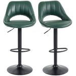 HOMCOM Barstools Set of 2, Dining Stools with Backrest and Footrest