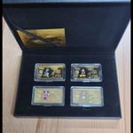 4pcs/box Disney Gold Bar Set Mickey Mouse Gold Plated Commemorative Challenge Coin