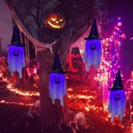 Halloween White Witch Hat Hanging Ghost for Indoor,Outdoor Decoration,waterproof