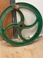 Antique Cast Iron Hand Wheel Crank Wooden Handle Gear Industrial Machine Part