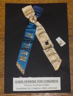 Antique 1902 Lewis Perrine For Congress Ribbon - Trenton NJ Business Leader