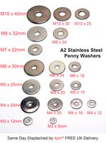 M3 M4 M5 M6 M7 M8 M10 Penny Washers Extra Large Stainless Steel Pack of 4/ 10/20