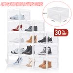 Shoe Storage Boxes Large Box Transparent Clear Plastic Stackable 6/9/12 Pack UK