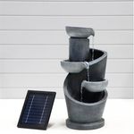 Streetwize Solar Water Feature with Battery Backup - Tiered Slate-Effect Cascade