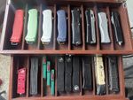 Knife Display Case 17+ Leather EDC Pocket Knives Watch Organizer Storage Box