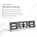 2x Silver Number Plate Surrounds Holder Frame for all cars