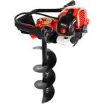 52cc Petrol Auger Wolf Earth Fence Post Hole Borer Ground Drill & 3 Augers