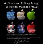 6 x Apple LOGO stickers Unique Space FRUIT  For 11"12"13" Apple Macbook Air Pro