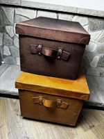 VINTAGE LEATHER HANDMADE LIFT TOP 27" TRUNK X2 Stackable Trunks