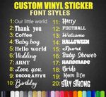 Personalised Name Vinyl Stickers Word Text Cut Fancy Font Decal Sentence Custom