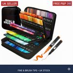 24 Colours Vibrant Double Ended Watercolour Brush Markers Art Set Drawing UK