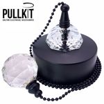 Black Bathroom Pull Switch Crystal Matt Black Pull Chain Pull Cord Light Switch