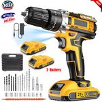 🔥Cordless Drill 21V 2 Battery Combi Driver High Power Electric Screwdriver Set