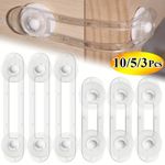 3/5/10Pcs Baby Safety Cabinet Locks & Straps Kids Plastic Drawer Locks for Home