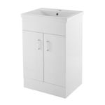 500mm Basin Sink Vanity Unit 2-Door Soft Close Floorstanding Gloss White Cabinet
