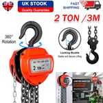 2 Ton 3m Chain Hoist Block and Tackle Capacity Winch Engine Lift Puller Fall UK