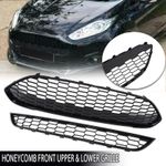 BLACK HONEYCOMB FRONT UPPER & LOWER GRILLE FOR 2013-2017 FORD FIESTA MK7 MK7.5
