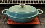 Signature Grade Le Creuset 30cm Shallow Casserole / Braiser Dutch Oven Cool Mint