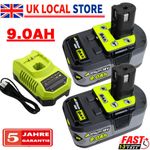 2x For Ryobi One+ Plus 18V 6.0Ah Battery/Charger P108 P104 P780 RB18l50 RB18L40