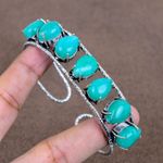 Natural Amazonite Gemstone Bangle 925 Sterling Silver Handmade Jewelry For Gift