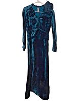Vintage 1980's John Anthony Devoré Teal Couture Gown w/ Corsage Size 6/8