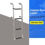 Folding Boarding Ladder Stainless Steel 4 steps Telescopic Drop Ladder for Boat