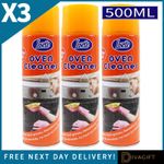 3 x INSETTE OVEN CLEANER 500ML SPRAY FOAM MOUSSE COOKER GRILL CARBON DEEP CLEAN