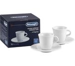 De'Longhi DLSC308 Ceramic Espresso Cups Twin Pack with Saucers 70ml White