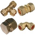 COMPRESSION Plumbing Fittings Brass MM - ELBOW TEE STOP END COUPLING (STRAIGHT)