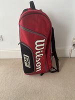 Wilson RF Tennis Racket Holder Backpack Sports Bag 12 Rackets Carry Bag Black