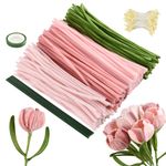 Pipe Cleaners Flower Set with Flower Wire Ribbon Flower Bouquet Crafts DIY PN