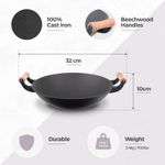Wok Non-Stick Cast Iron  32cm by Silk Route Home