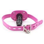 Internal Dildo Gag Black & Pink - Penis Open Mouth Gag BDSM Sex Toy for Couples