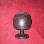 Wooden Goblet Cup Tableware with Pedestal Stem, Turned Dark Wood