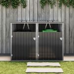 Double Wheelie Bin Storage Unit Metal Store Cover Garden Rubbish Dustbin Shed