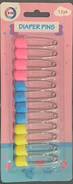 12 X Baby Diaper Pins Nappy Pins Safety Pins Snap Fasteners Lock Coloured Clean