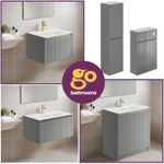 600 800 Grey Vanity Unit Wall Hung Floor Standing Resin Basin Storage WC Unit