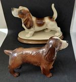 2 Vintage Dogs Bone China Figurines 1 Springer Spaniel and 1 Bassett Hound
