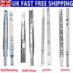 Drawer Runners Grooved Ball Bearing Slides Cabinet Rails 17mm 27mm 45mm Width UK